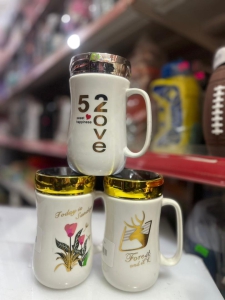 Cup Ceramic Long Gold 1pc 