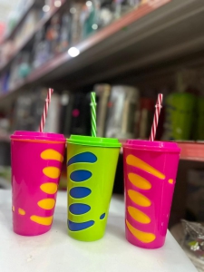 Cup Plastic with Straw 1pc